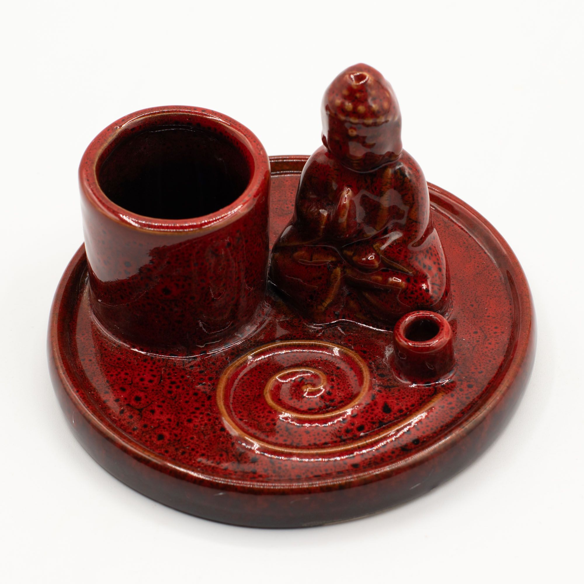 Multi Purpose Buddha Incense Plate - Ceramic Soft Red - Image 7