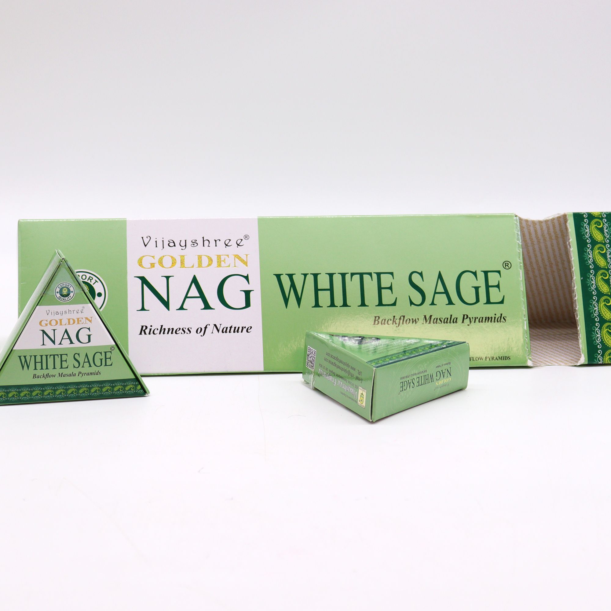 42g Jumbo Golden Nag - White Sage Back Flow Incense Cones - Image 3