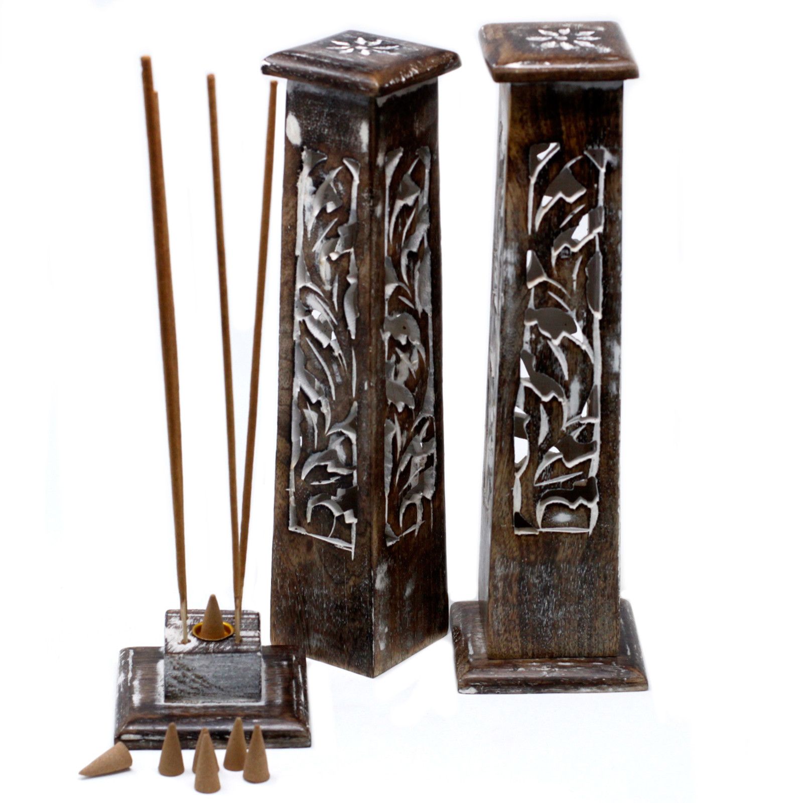 Tapered Incense Tower Washed Des2 - Mango Wood - Image 4