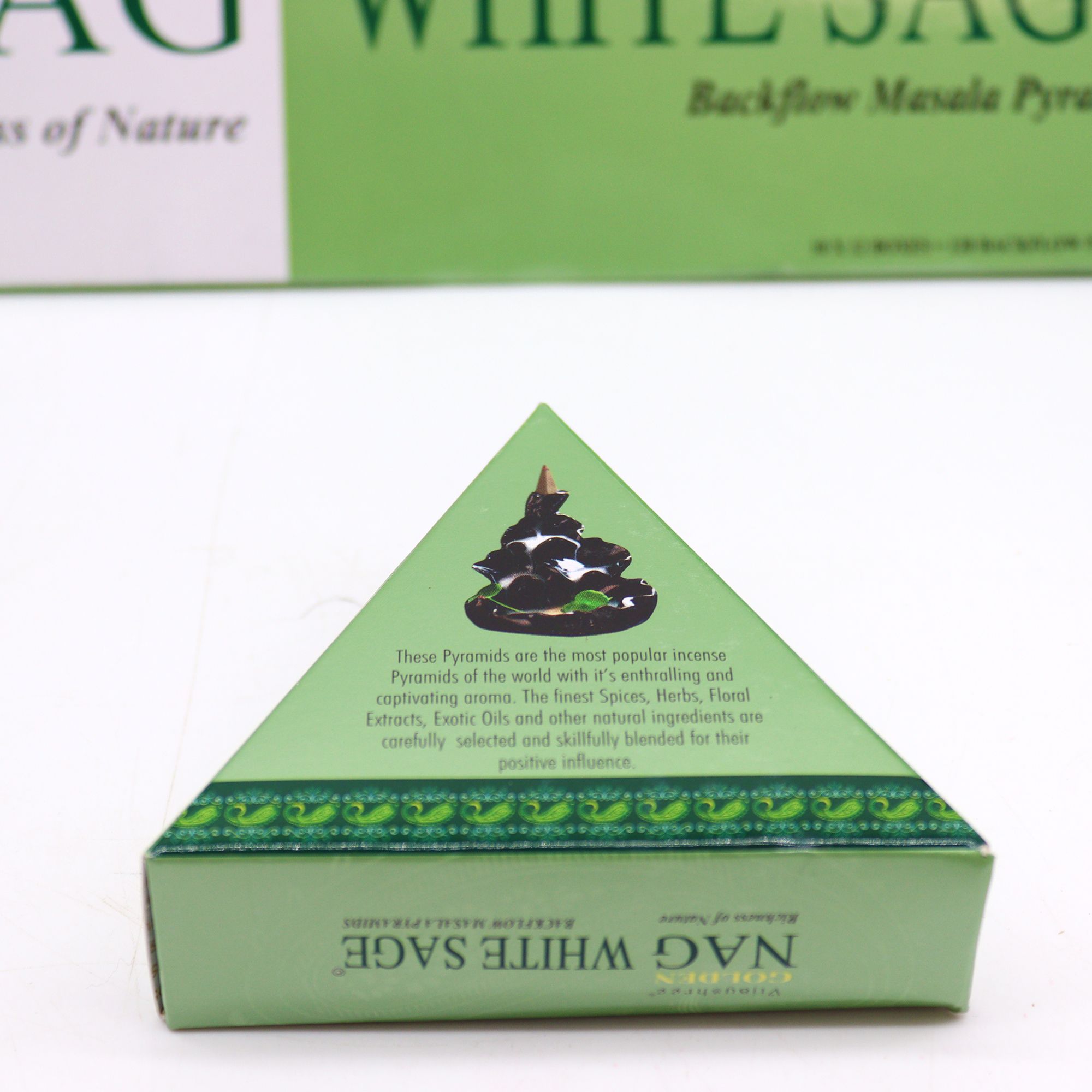42g Jumbo Golden Nag - White Sage Back Flow Incense Cones - Image 5