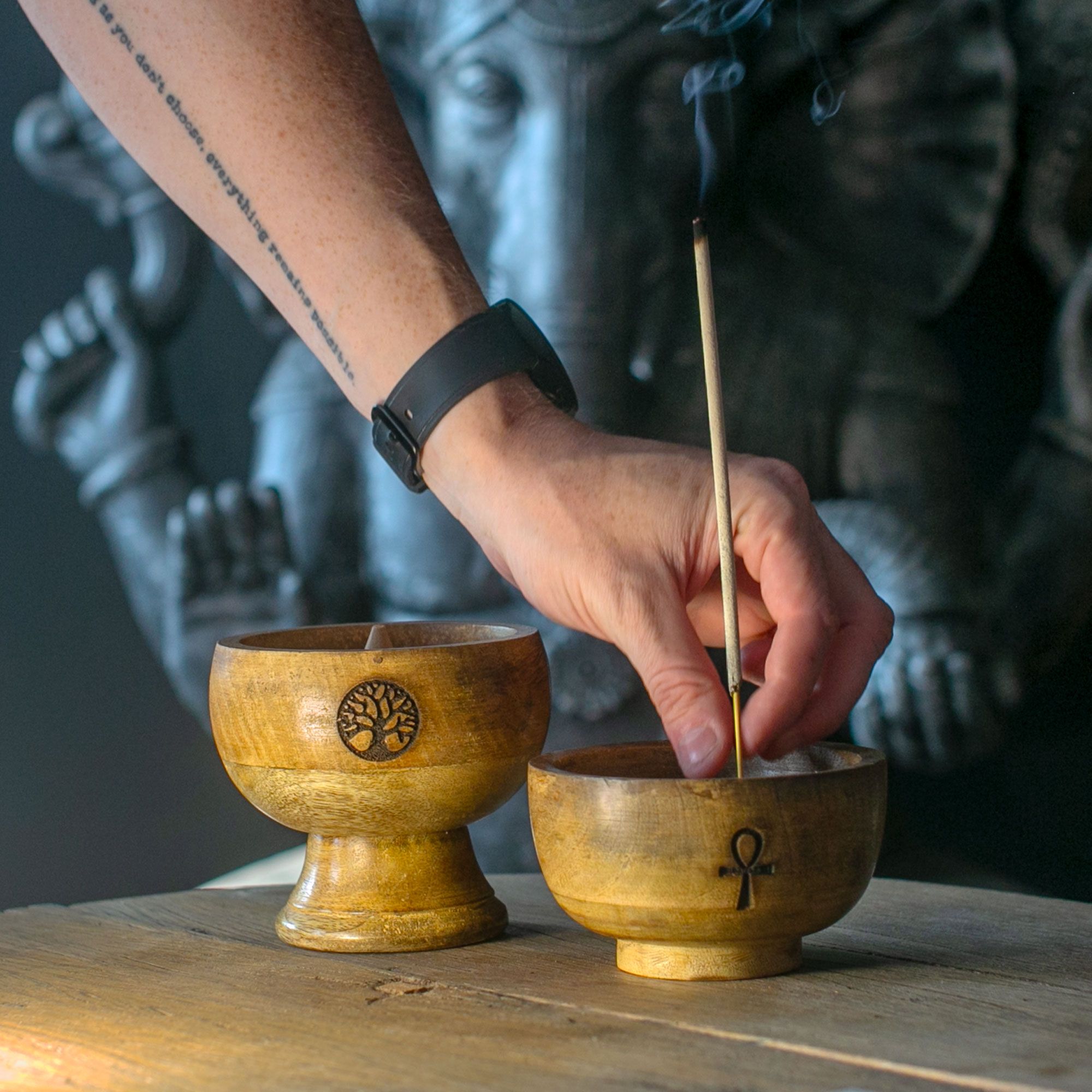 Lrg Ritual Bowl Incense Cone Holder 11x10 cm - Om - Image 3