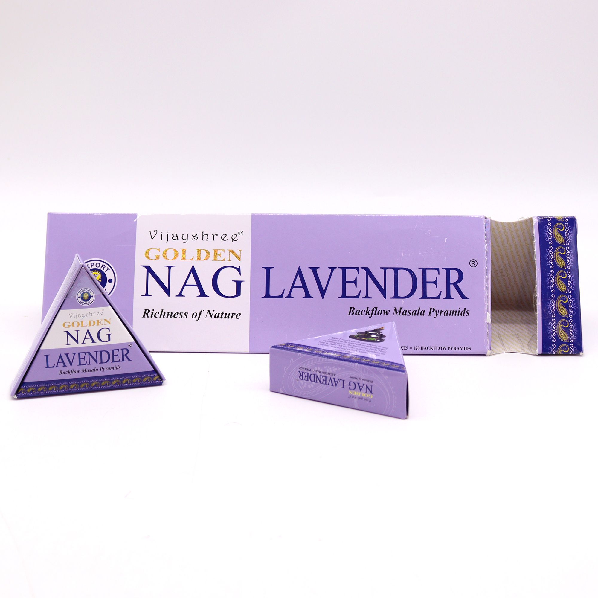 42g Jumbo Golden Nag - Lavender Back Flow Incense Cones - Image 4