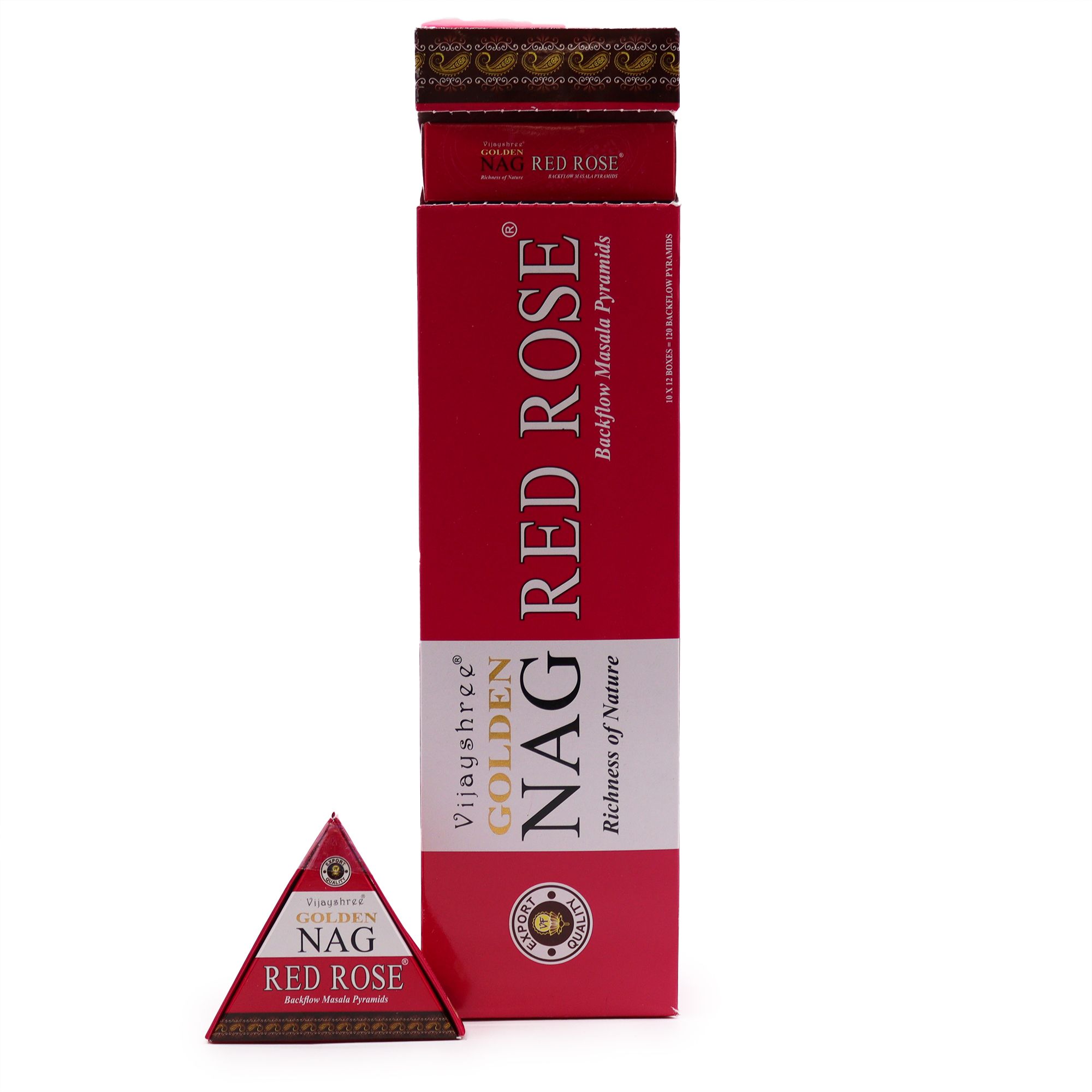 42g Jumbo Golden Nag - Red Rose Back Flow Incense Cones - Image 3