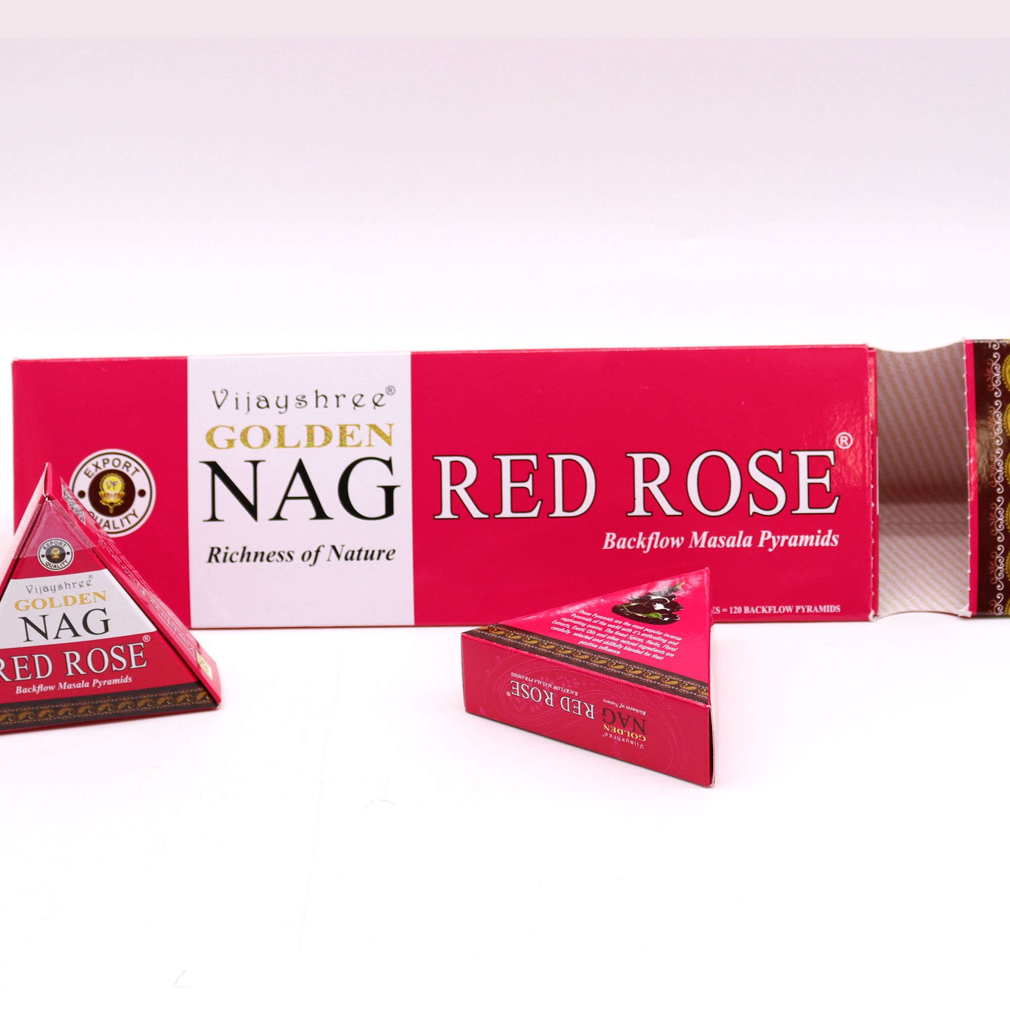 42g Jumbo Golden Nag - Red Rose Back Flow Incense Cones - Image 2