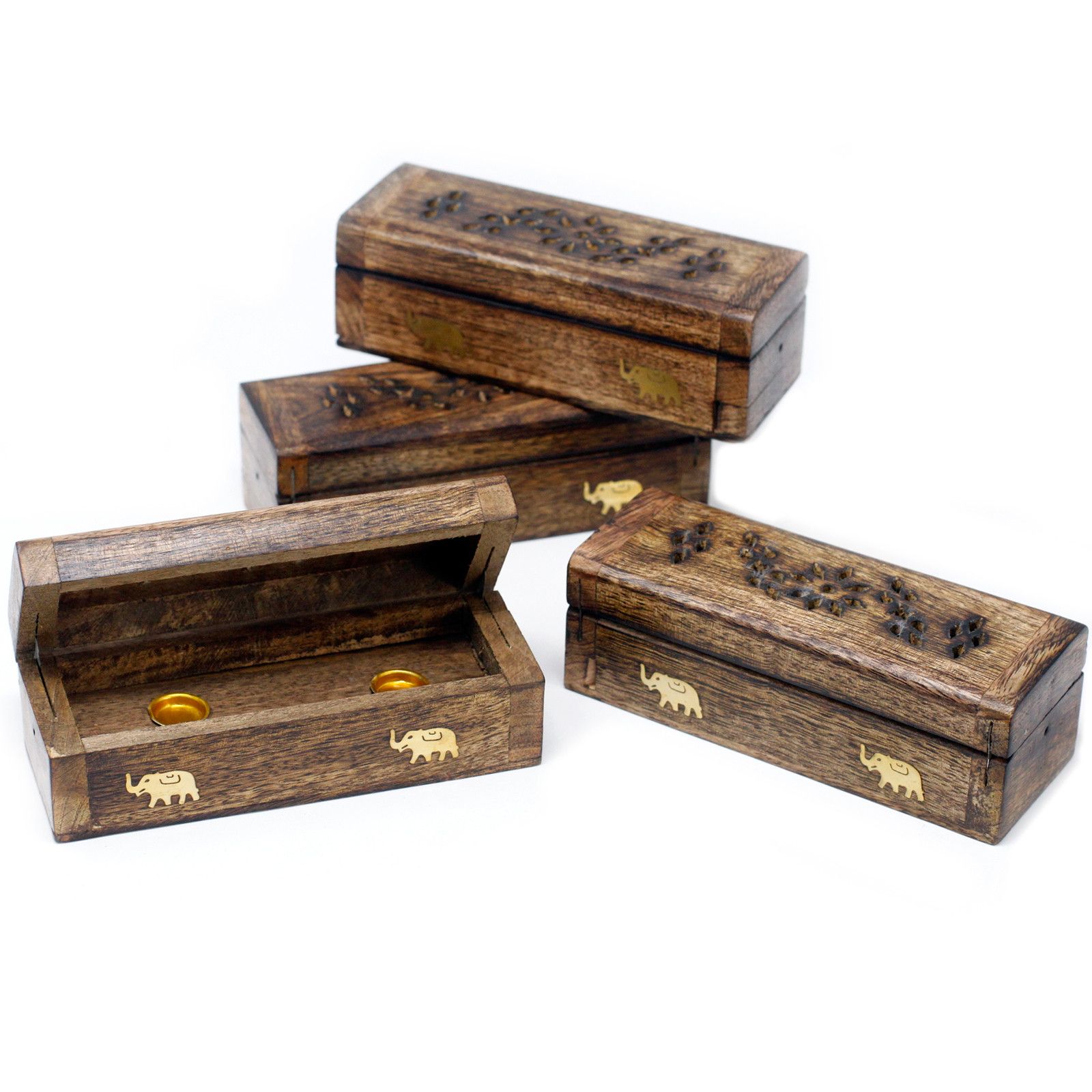 Incense Cone Smoke Box 6" - Mango Wood - Image 3